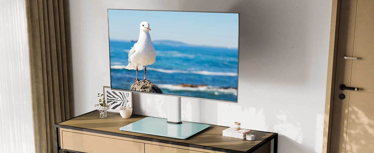 FITUEYES Adjustable TV Stand for 32-65 Inch TVs - Swivel & VESA 600x400 - White