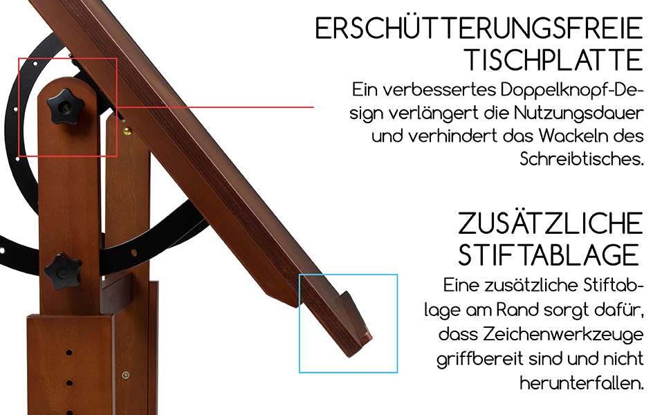 MEEDEN Large Walnut Wood Art Drawing Table - Adjustable Height Studio Desk for Painting, Writing & Reading (107 x 76cm)
