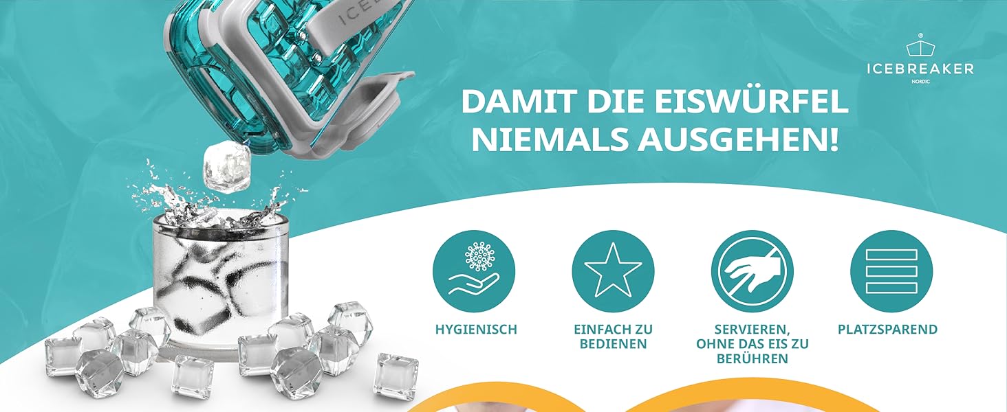 Гігієнічна силіконова форма для льоду ICEBREAKER POP 2.0 з кришкою та контейнером, 18 кубиків, 2 шт, колір Clear Water Blue