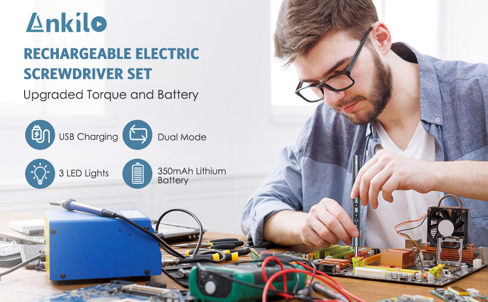 Міні електрична викрутка 28 в 1: набір прецизійних викруток з LED-підсвічуванням для телефонів, годинників, ноутбуків