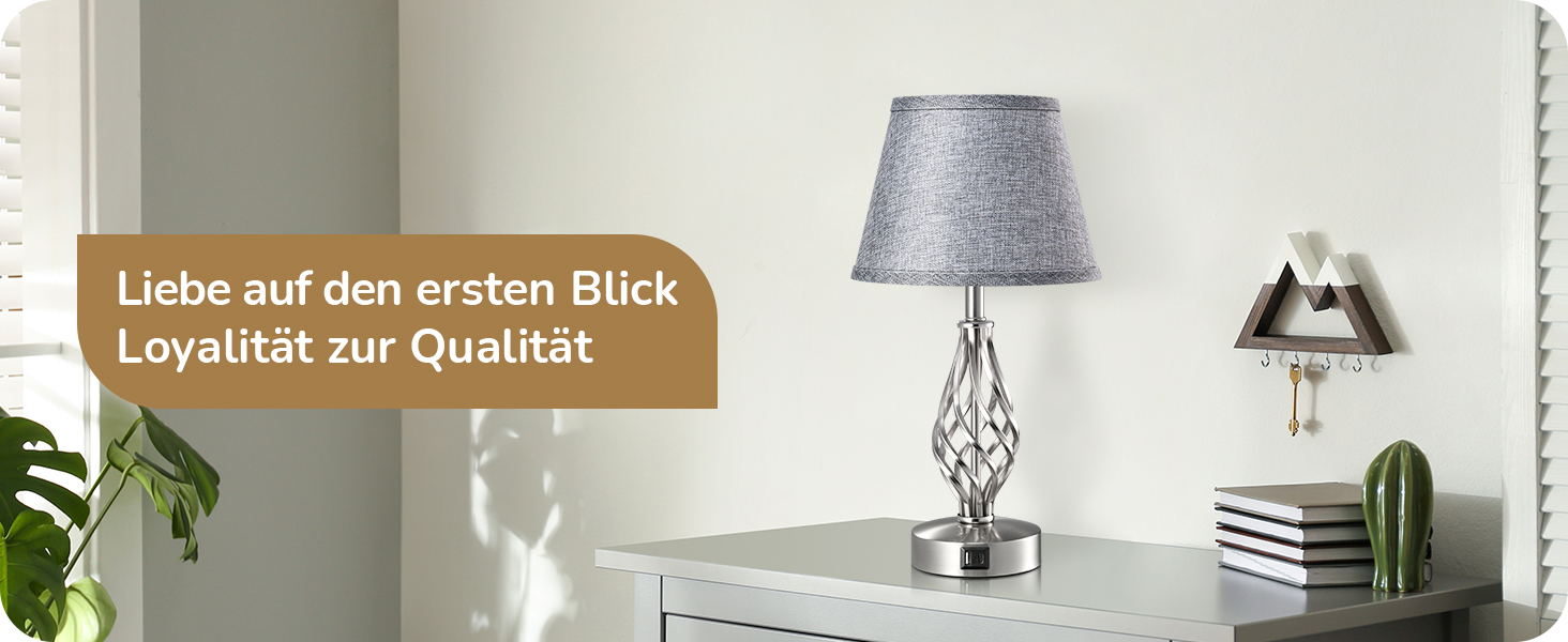 LED-лампа на тумбочку EDISHINE, 2 шт. в наборі, торшери з USB, диммування, сірий абажур, для спальні, вітальні, подарунок