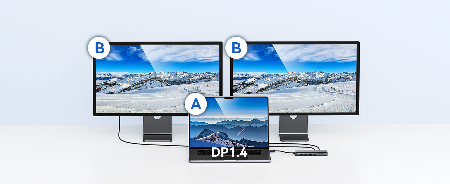 Док-станція USB C 13-в-1 для ноутбука: 2 HDMI, DisplayPort, 5 USB, Ethernet, 100W PD, SD/TF, Audio/Mic, підходить для Dell, HP, Surface