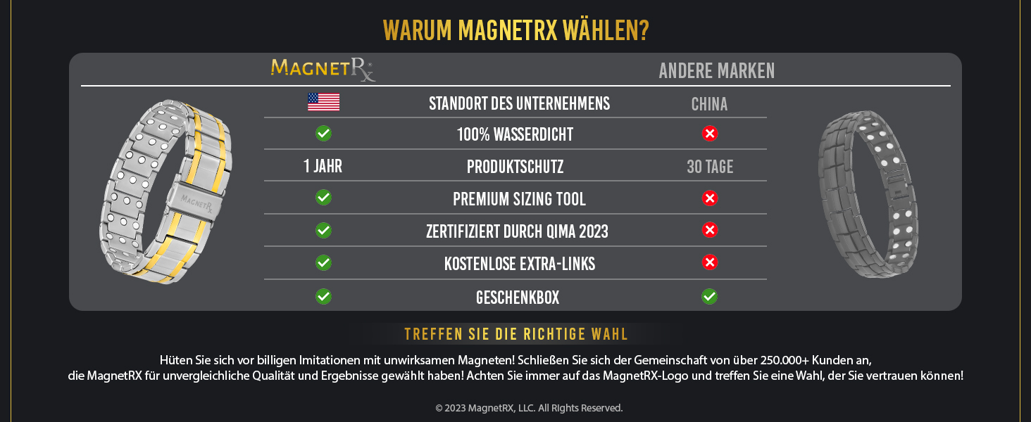 Браслет-магнітотерапія MagnetRX® Titan для чоловіків - титановий, регульований, з надійним застібкою (срібло/золото)