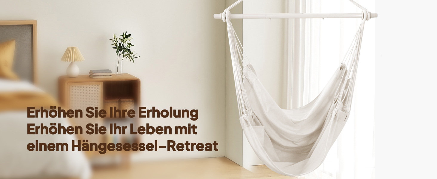 Підвісне крісло-гойдалка Chihee для саду, тераси, дому. Бавовняна гамака 130x100 см, темно-сіра. Комфорт та довговічність.