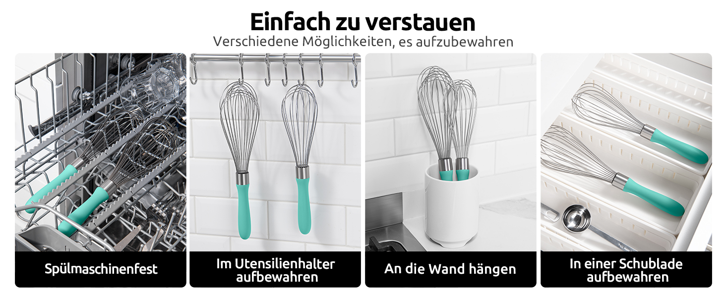 Міксер кухонний U-Taste зі сталі 18/10, 30 см, 12 гнучких дротів, силіконовий грибок