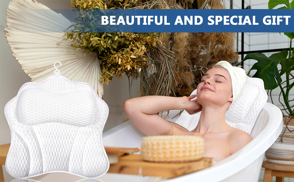 Підголовник для ванни MOYKSRR з 6 присосками та дихаючою сіткою 4D Air Mesh, для комфортного відпочинку у ванні