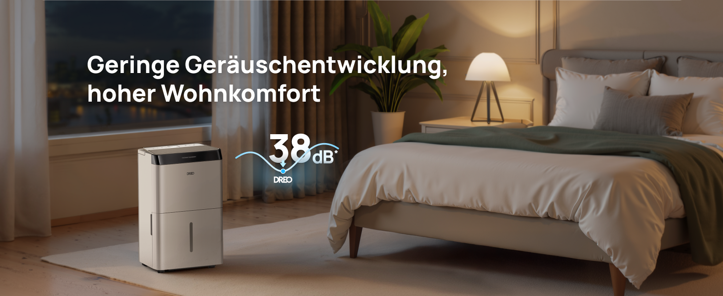 Dreo Розумний осушувач повітря /24h, для приміщень 37 м² – енергоефективний та тихий – керування через App & Alexa – 3 режими, таймер, регульована вологість, з відводом води, для спальні та ванної кімнати, білий (20L, чорний)