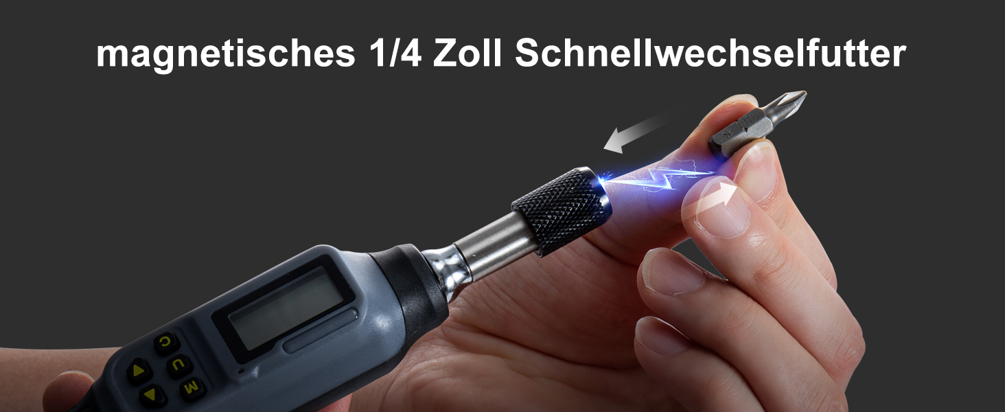 Цифровий динамометричний викрут GROWNEER 2.66-53.1 In-lbs/0.3-6 Nm з LED-дисплеєм та звуковим сигналом, 1/4'' Drive, 27 в 1