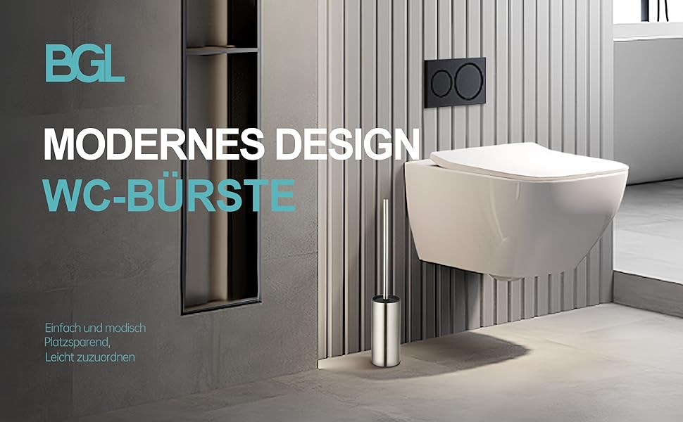 Тримач для унітазної щітки BGL, нержавіюча сталь, кольоровий, круглий, окремо розташований, для ванної кімнати (нікель)