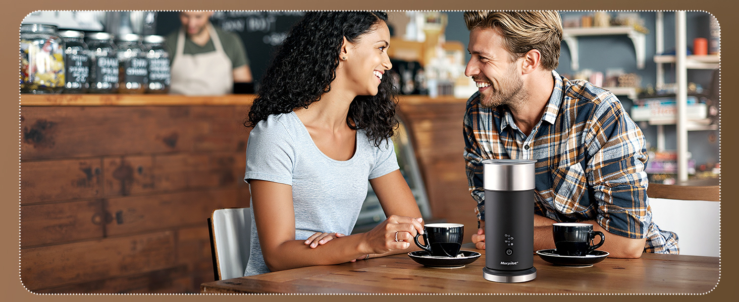 Електричний піноутворювач для молока Morpilot 4-в-1, 240 мл, 400 Вт, з нержавіючої сталі з антипригарним покриттям, для лате макіато та капучино