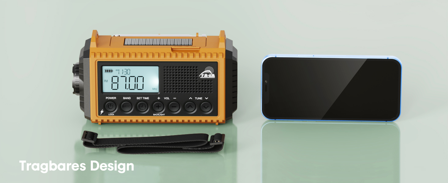 Радіоприймач Kurbelradio 12000mAh з сонячною панеллю та ручкою, AM/FM/SW, USB-зарядка, ліхтарик, SOS-сигнал, для кемпінгу та надзвичайних ситуацій, зелений