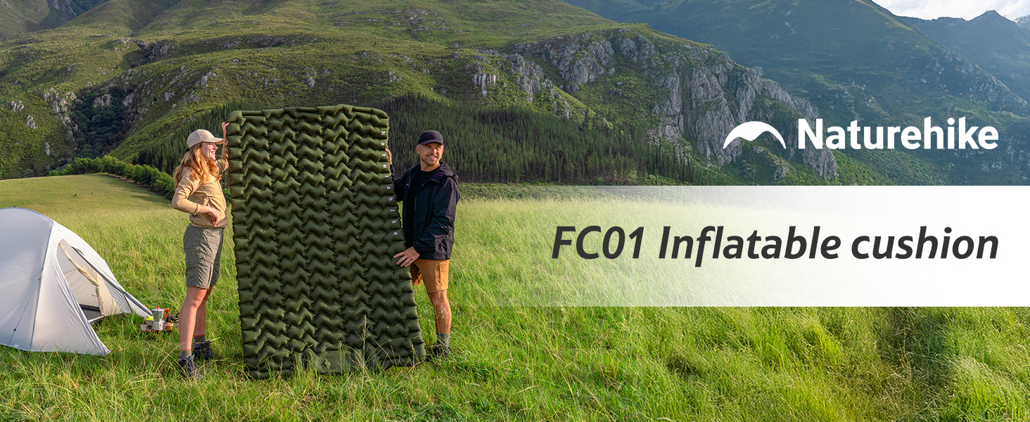 Килимок для кемпінгу Naturehike, Ultraleichte, Надувний, з інтегрованим насосом, для велосипедних походів та наметів, односпальний (з надувним мішком для зберігання, двоспальний)