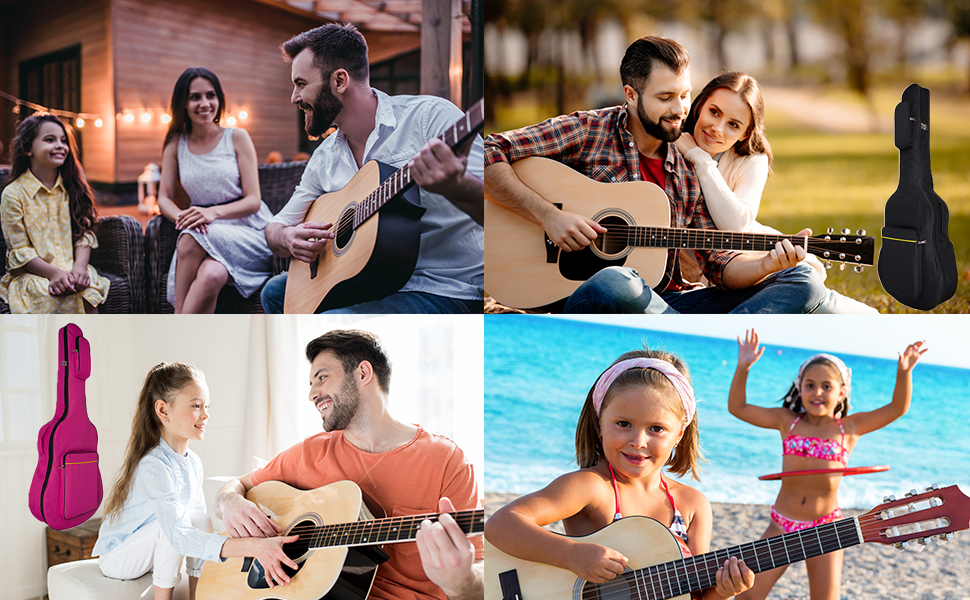 Чохол для гітари MINGZE 41 дюйм, водонепроникний, з регульованим плечовим ременем та рюкзаком, фіолетовий