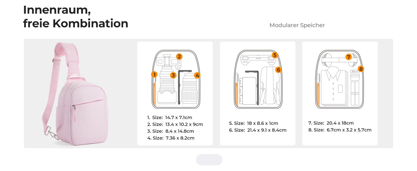 Сумка для камери K&F CONCEPT, слін-сумка на плече, фоторюкзак, компактний, водонепроникний, регульований ремінь, для DSLR/SLR камер, об'єктивів (5 літрів, рожевий)