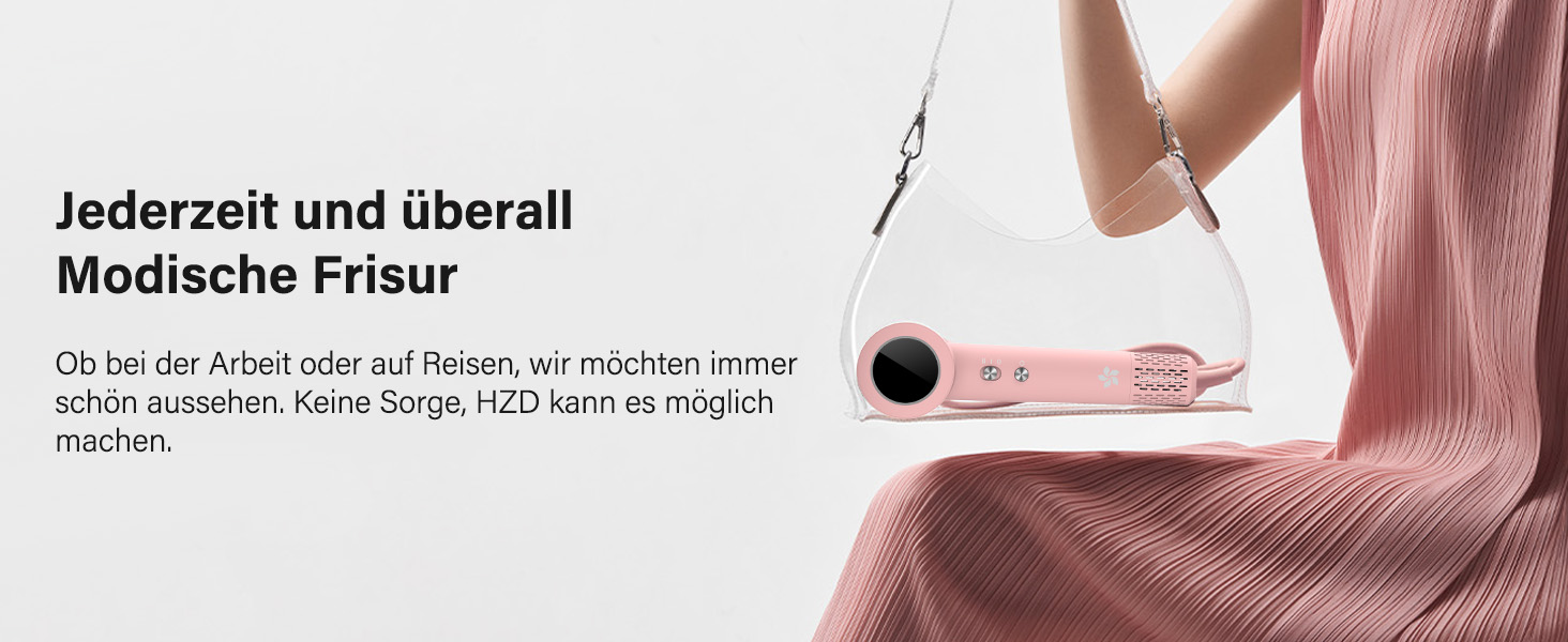 Фен з дифузором, 57dB, швидке сушіння, для подорожей та дому (рожевий)