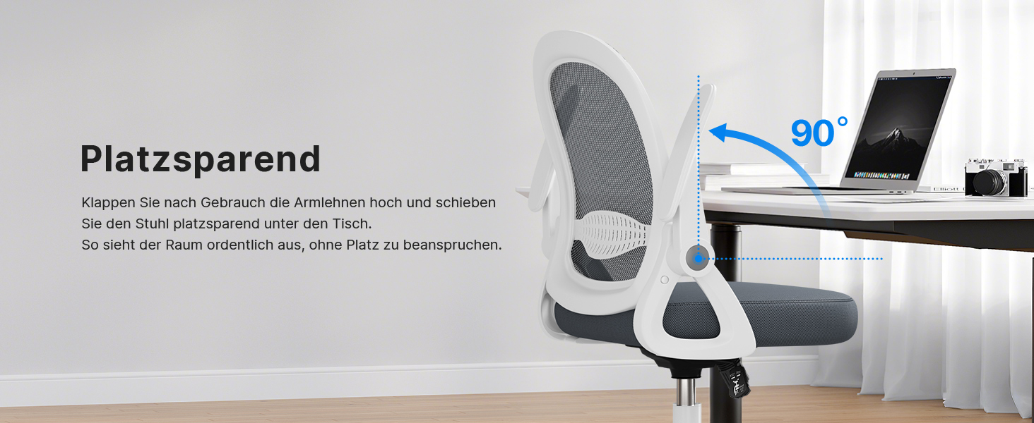 Офісний стіл Rattantree: ергономічний стілець з дихаючою спинкою, регульована висота, сітчаста конструкція, підлокітники, 360° обертання, для офісу та дому (темно-синій)