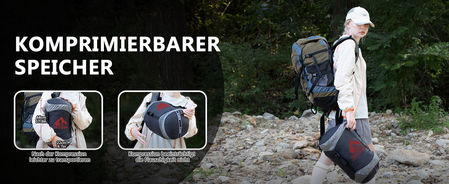 Спальний мішок для дорослих з пухом, 680FP, Outdoor, зимовий, для кемпінгу, походів та подорожей, з компресійним мішком, -10°C, сірий