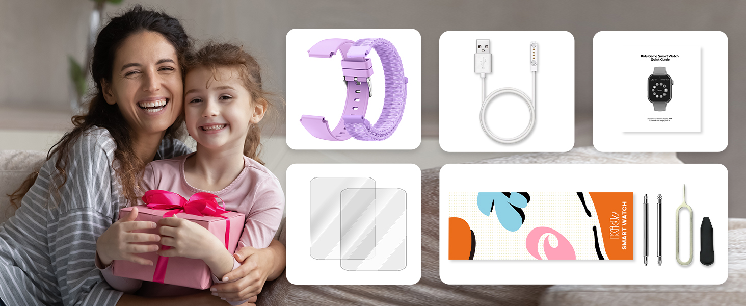 Дитячий розумний годинник зі GPS та телефоном, IP68, відеодзвінки, SOS, режим навчання, чат, SMS, ліхтарик, крокомір, будильник, годинник для дівчаток та хлопчиків, фіолетовий
