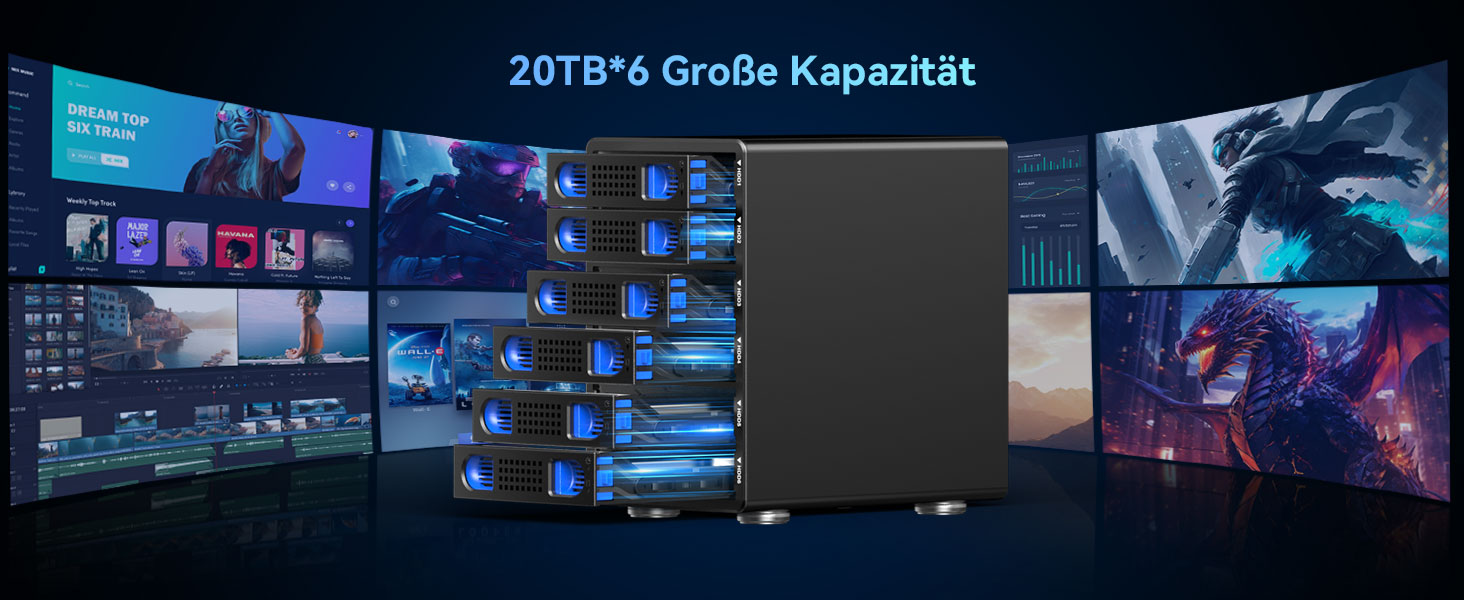 Зовнішній корпус для HDD/SSD CENMATE 806TC, 2 слоти 2.5/3.5 SATA, 10Gbps, алюміній, з охолодженням, USB 3.2 A/C, Hot Swap