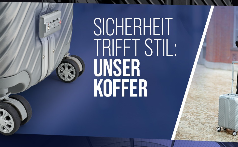Валіза ручної поклажі 20 дюймів (срібна) з алюмінієвим каркасом, водонепроникна, з кишенями для ноутбука та захистом кутів | Валіза на колесах, екстра стабільна