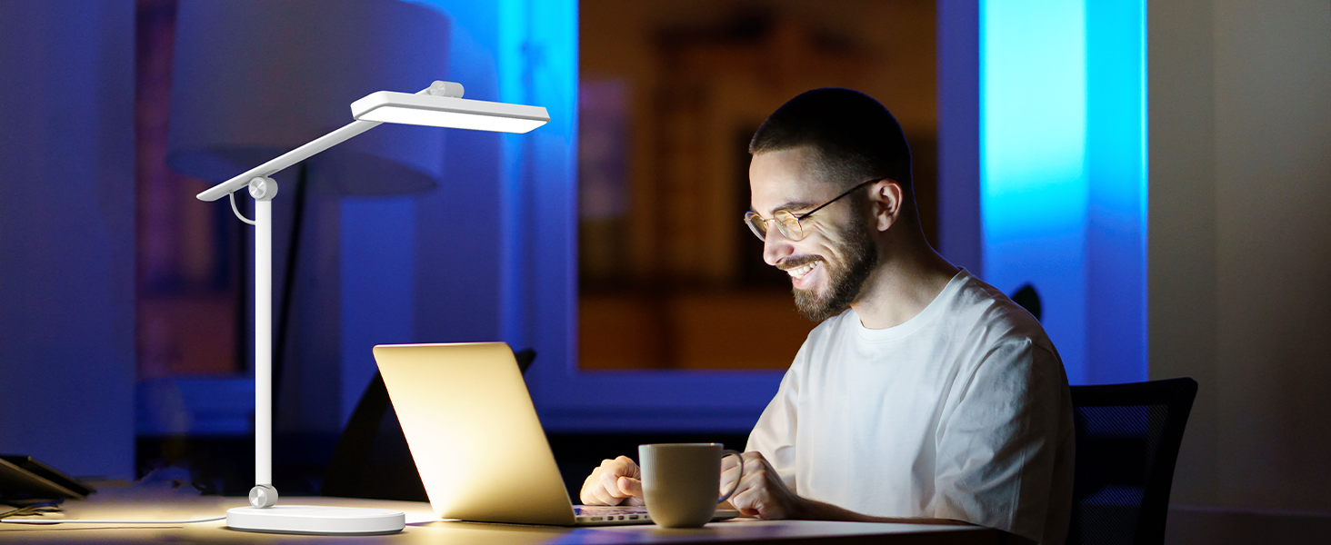 Настільна LED лампа Honeywell H4 Sunturalux – офісна лампа з диммером, 3 режими світла, 5 рівнів яскравості, таймер, сенсорне управління, сірий