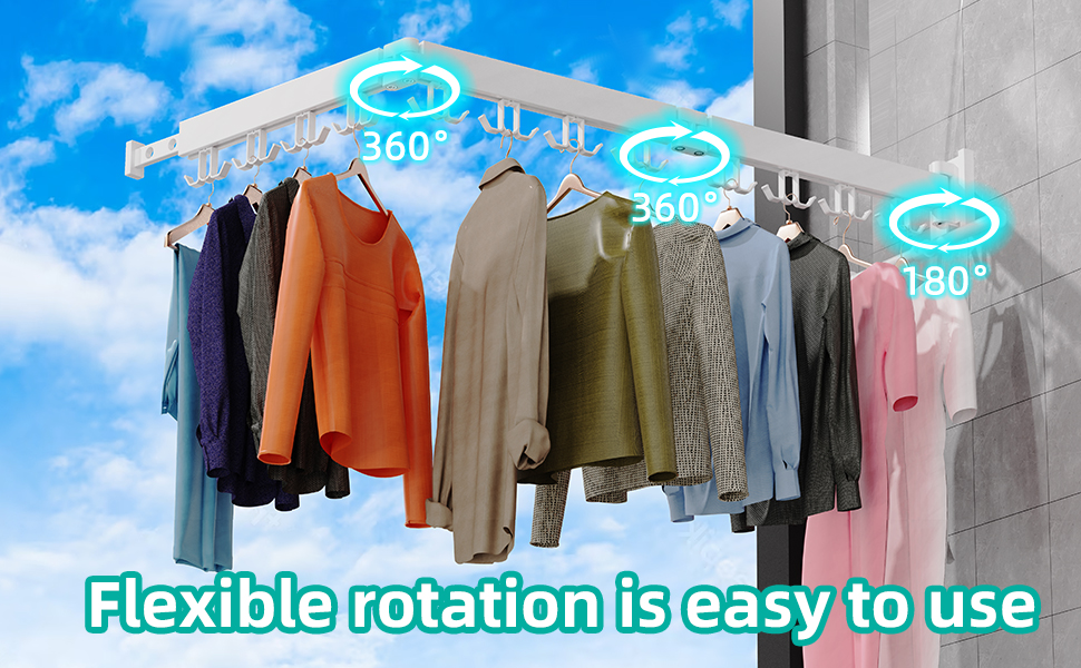 Настінна сушилка для білизни Honeyhouse Einziehbar - розкладна, поворотна, з кріпленням до стіни. Чорний колір