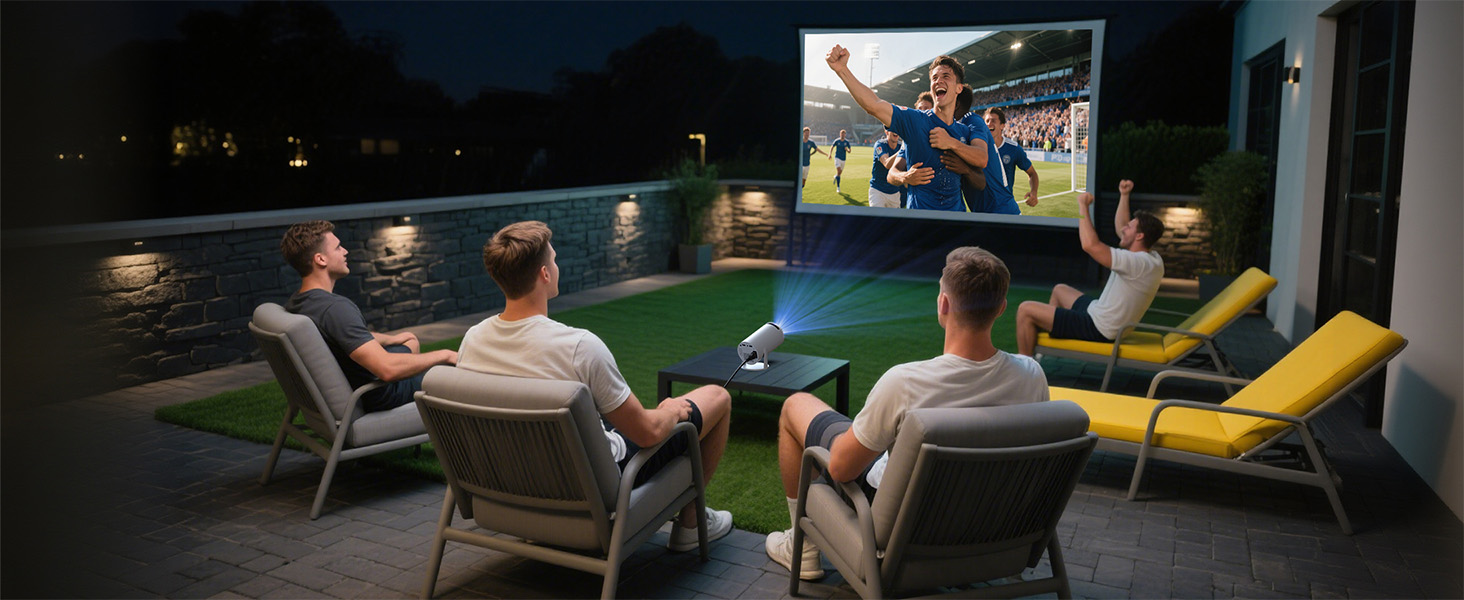 4K Міні проєктор Smart Beamers з WiFi 6, Bluetooth 5.0, поворотний 220°, Android 11.0 для дому та дітей. Підтримка HDMI, TV-Stick, USB, Laptop. Роздільна здатність 6-720p