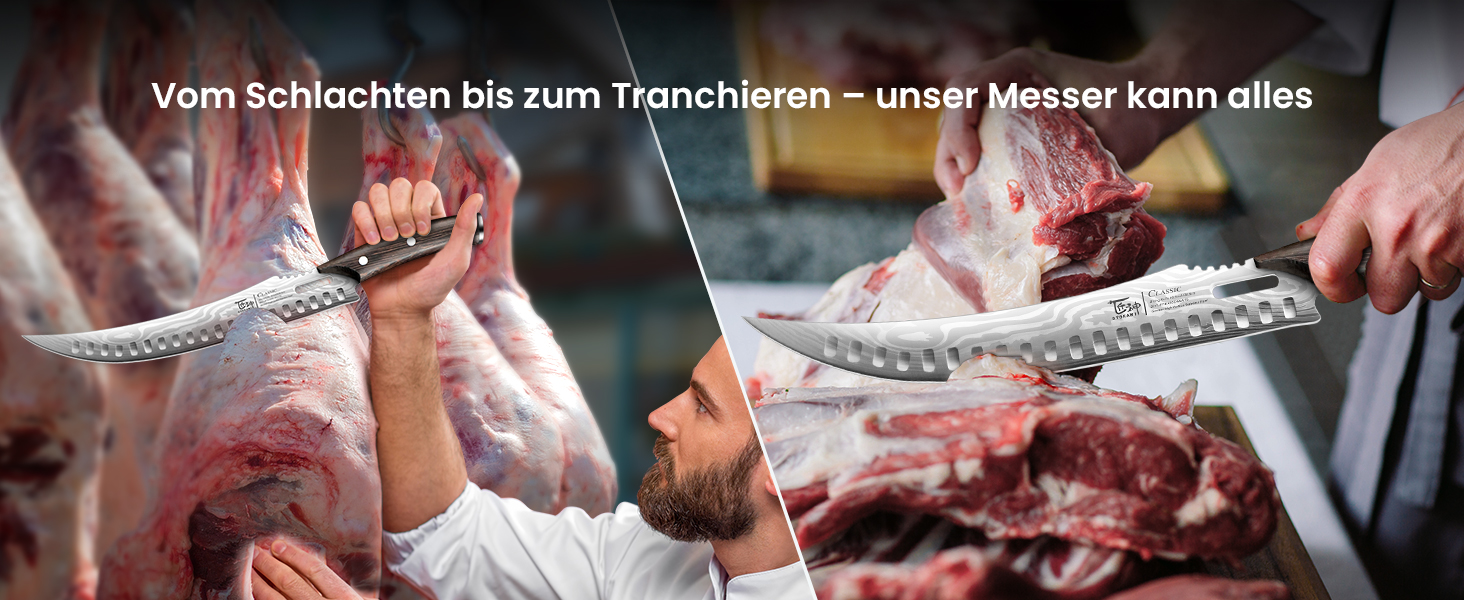 Ніж для нарізки м'яса SYOKAMI Schinkenmesser (Brisket, Roastbeef) - професійний ніж для м'яса з повною колодкою та ергономічною ручкою