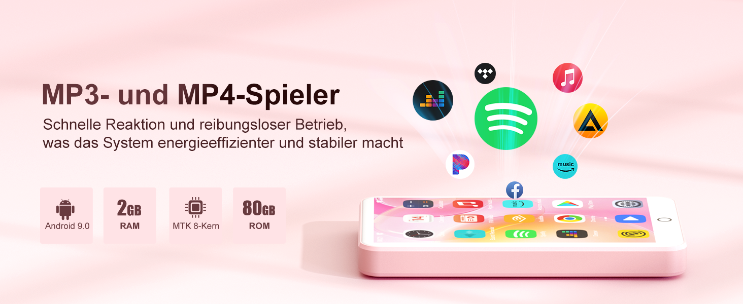 MP3 плеєр Oilsky 80GB з Bluetooth, WiFi, Android 9.0, 4