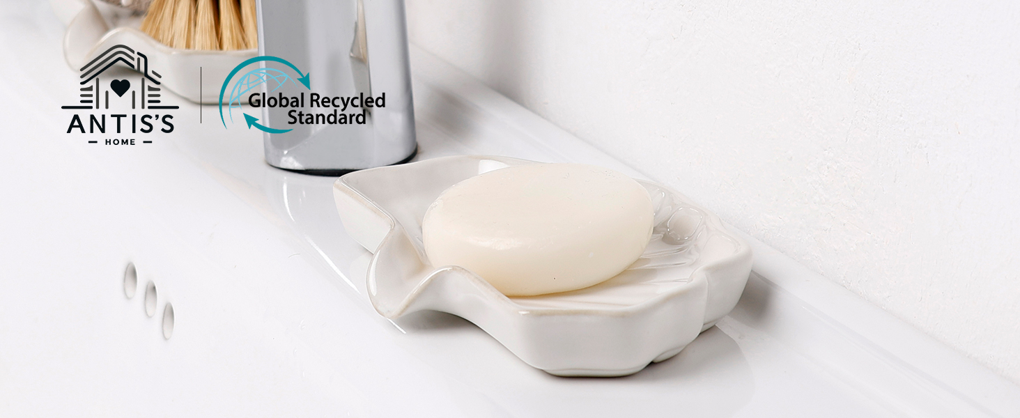 Керамічна мильниця з піддоном Antis's Home, зелена, для ванної кімнати, душа та умивальника, сучасний дизайн