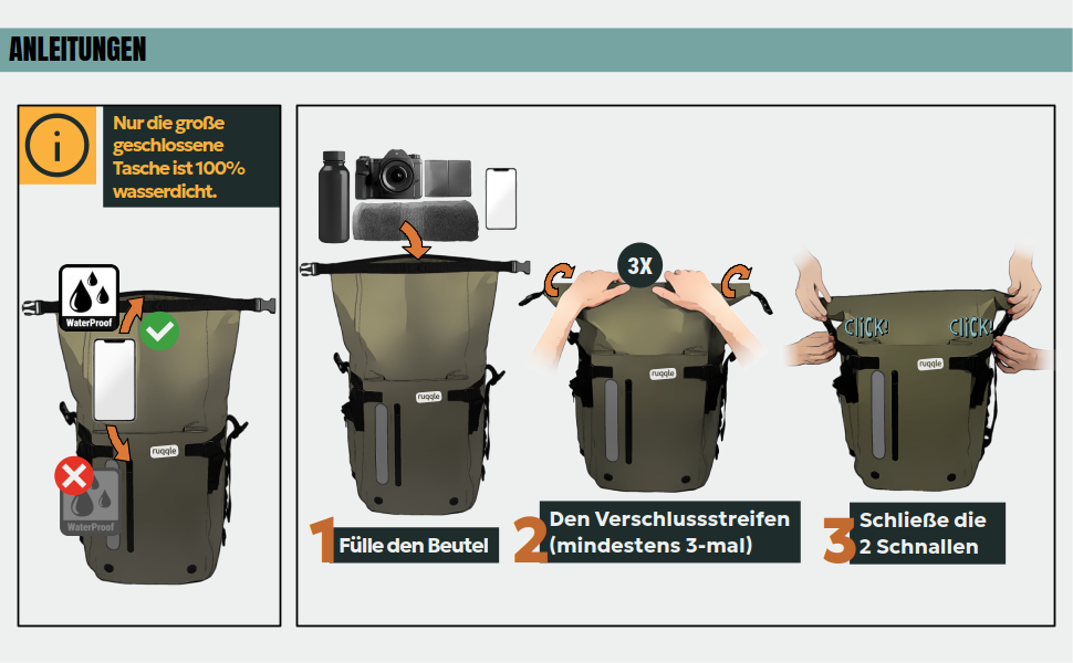 Водонепроникний рюкзак Dry Bag 20/30/45 л з 3 зовнішніми кишенями, RollTop, для пляжу, човна, каяка, туризму, риболовлі та мотоцикла