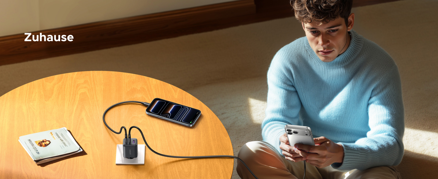 Зарядний пристрій UGREEN 30W USB-C з 3 портами GaN II для iPhone, iPad, Galaxy, Pixel - Швидка зарядка PD