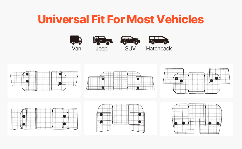 Автобар'єр для собак VEVOR - регульована перегородка, сітка (968x405 мм), захист для заднього сидіння, універсальна для SUV, позашляховиків, вантажівок, складана (93-150см*42см)