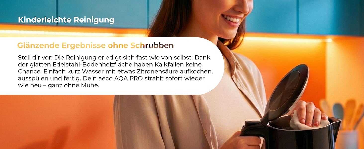 Електричний чайник Aeco AQA NEO з нержавіючої сталі, 1.7 л, 2150 Вт, без BPA, фільтр від накипу, бездротовий, CoolTouch, шампань сріблястий