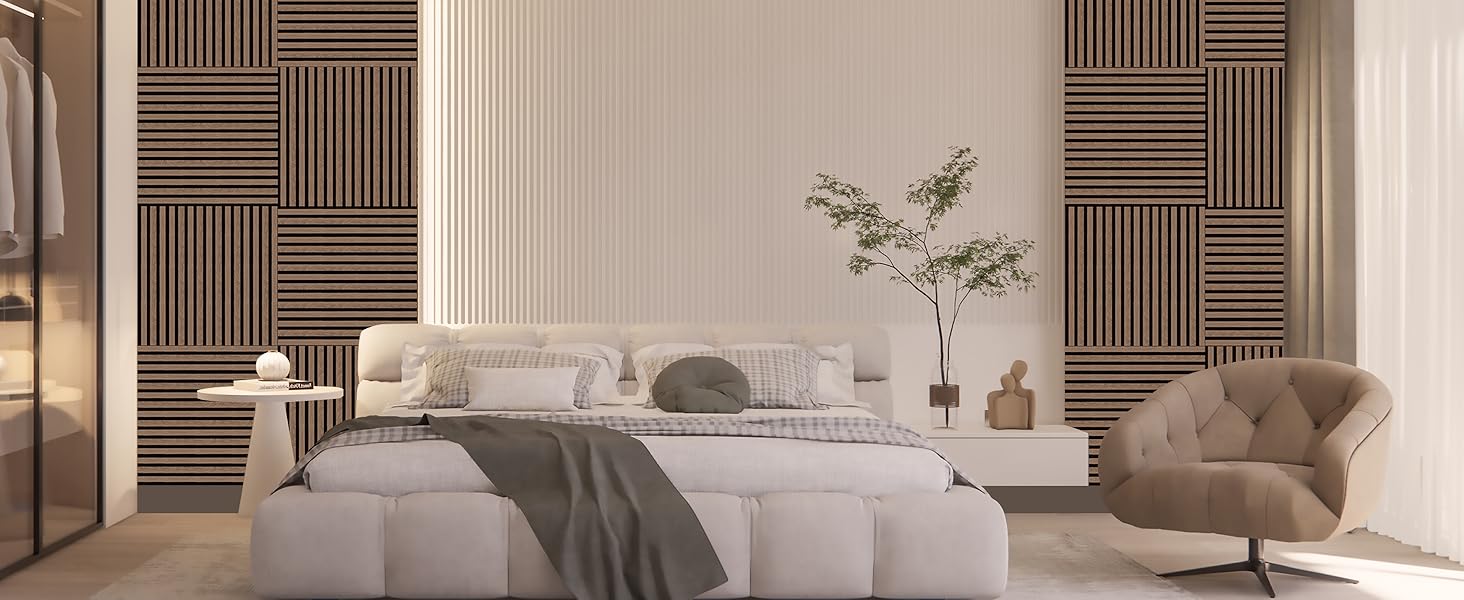 Акустичні 3D-панелі з дерева AKK-PANE (60x60 см, 4 шт, 1.44м²) для стін у вітальню, офіс та кухню, звукопоглинаючі еко-панелі, колір: копчений дуб 5#