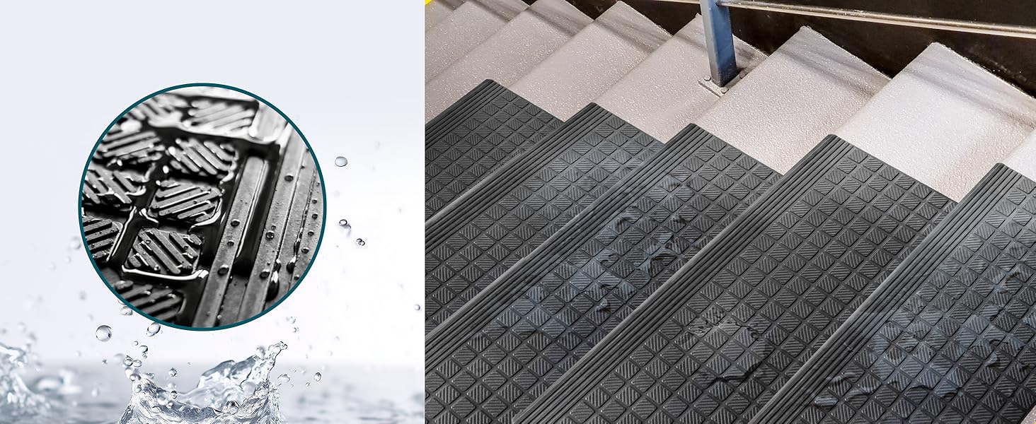 Гумові килимки на сходи KARAT - набір 5 шт. Антиковзкі, для вулиці, 30x120 см