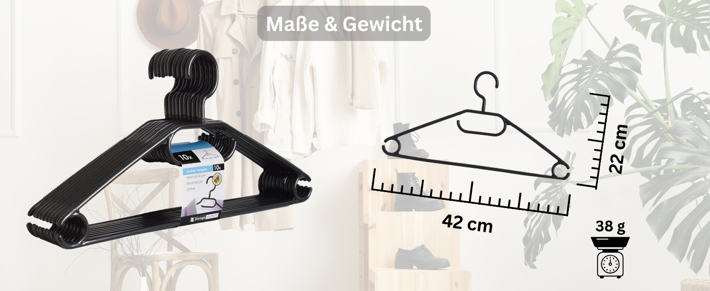 50 Плечиків для одягу з обертовими гачками на 360 градусів, перероблений пластик, чорного кольору, нековзні, економія місця, Made in EU, HLKauf-Block
