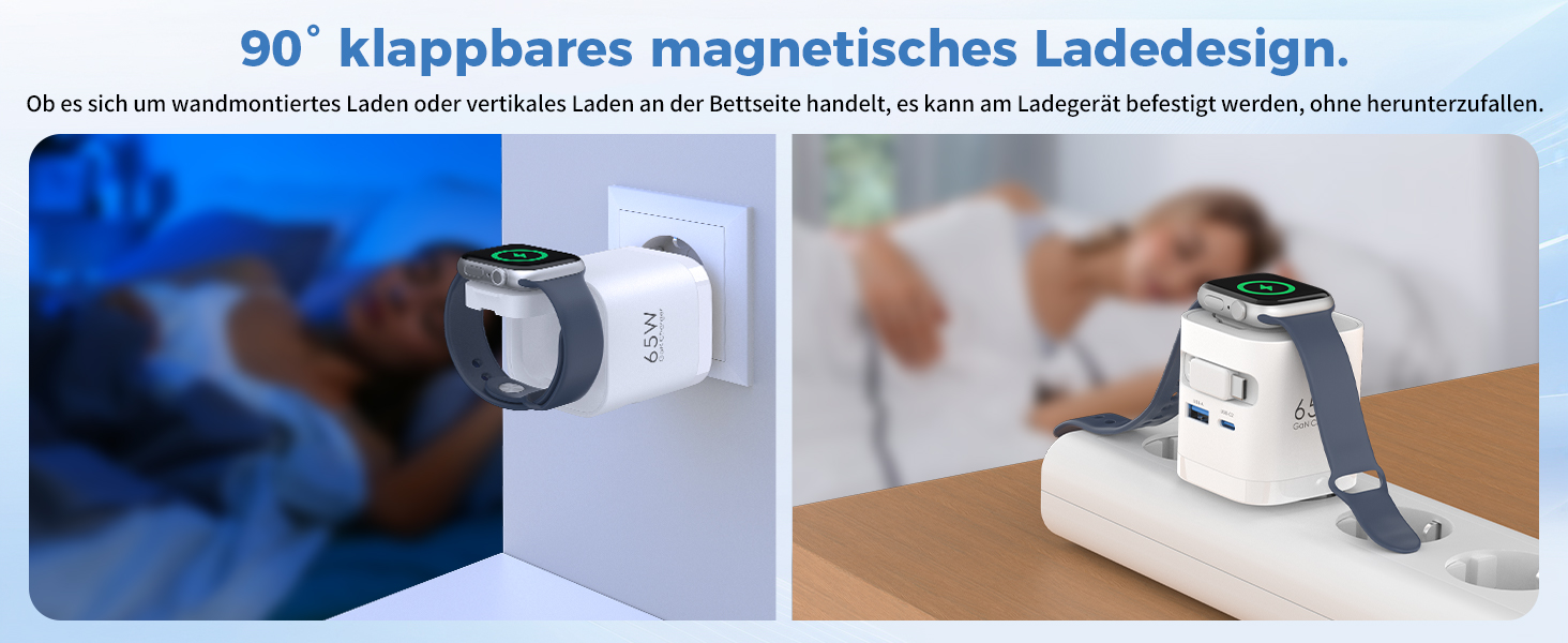 Зарядний пристрій 65W USB-C GaN з кабелями для Apple Watch, iPhone, iPad, MacBook, Samsung Galaxy - білий