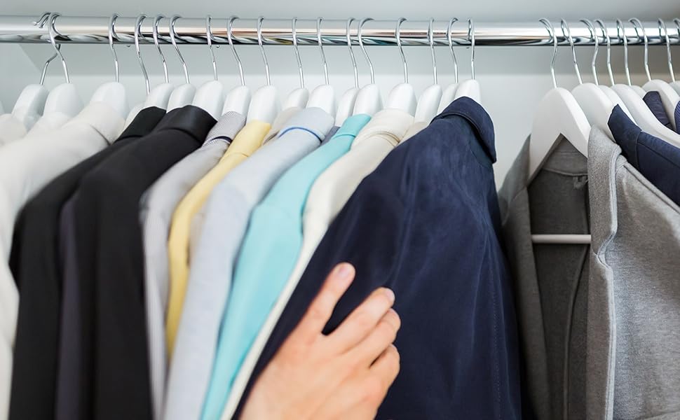 Плечики для одягу OGIVO з дерева, набір з 100 шт. – поворотний гачок 360°, вирізи на плечах, натуральне дерево (бук, береза, сосна, верба)