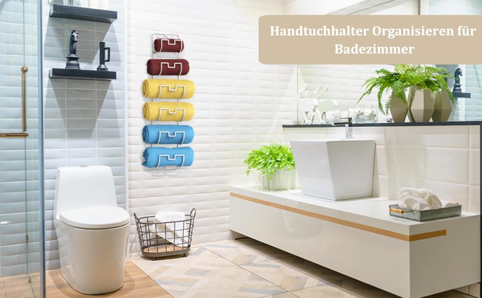 Настінна тримач для рушників з 6 секціями, чорний | Для ванної кімнати