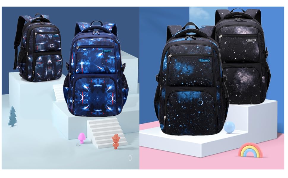 Дитячий рюкзак Galaxy Print для хлопчиків, блакитний, з космічним принтом