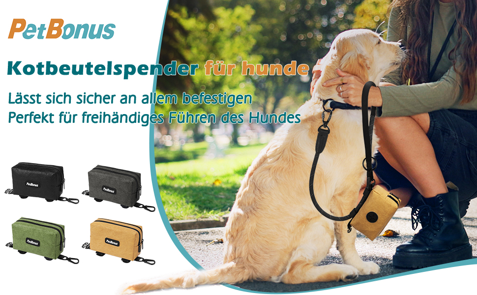 Диспенсер для собачих відходів PetBonus, водонепроникний, з місткістю для ласощів та 15 пакетиків (Чорний)