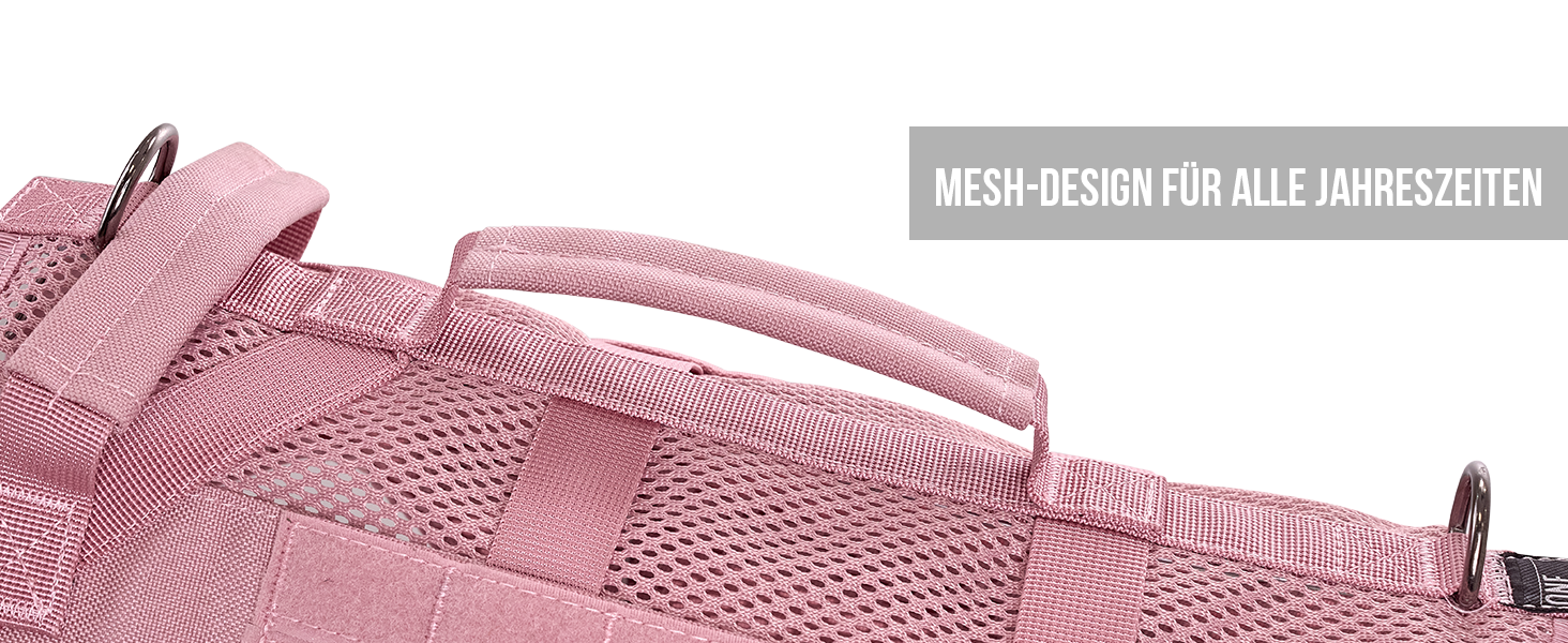 Нагрудник для собак OneTigris AIRE MESH, тактичний, великий, анти-тяга, з 2 ручками, регульований, дихаючий, зелений (рожевий, M)