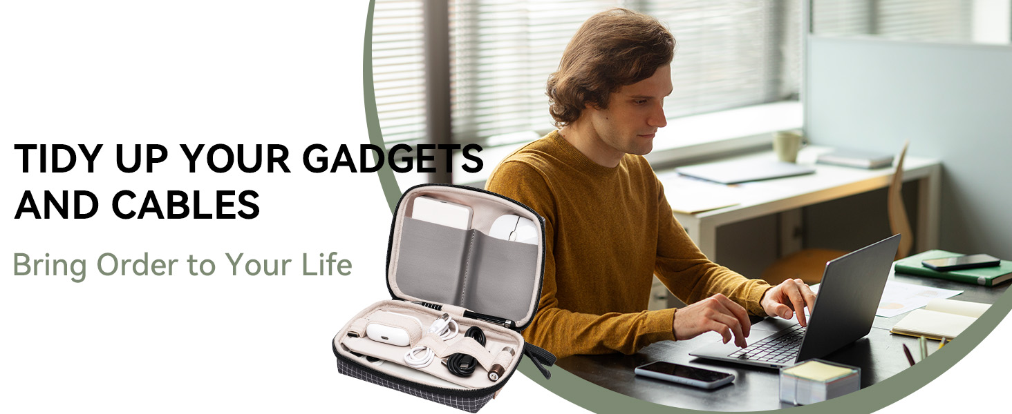 Органайзер для кабелів SIMTOP: компактний кейс для аксесуарів, SD-карт, Powerbank, ідеальний для подорожей, офісу та фотографії, зелений (чорний)