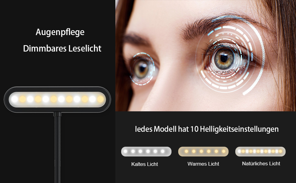 LED лампа для читання iFalarila з кріпленням на книгу, USB-C, 3 кольори, 10 рівнів яскравості, гнусий