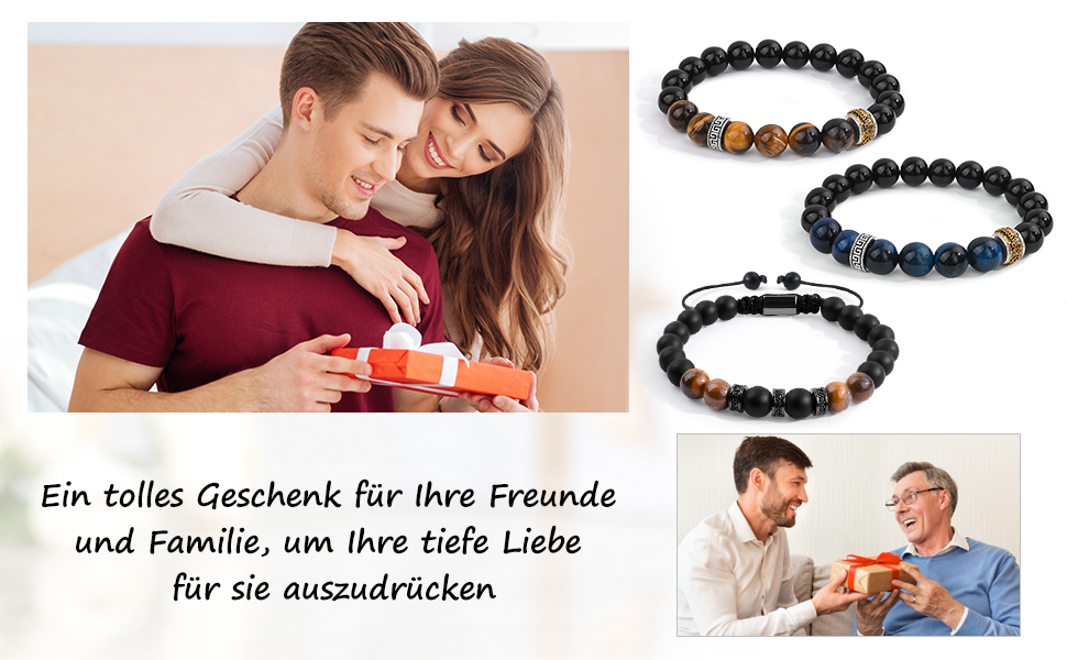 Браслет на руку VGWON для чоловіків з перлами – подарунок на день народження, Різдво, для хлопчика 11-16 років, друзів, чоловіка, батька. Модель UVG-BM106S