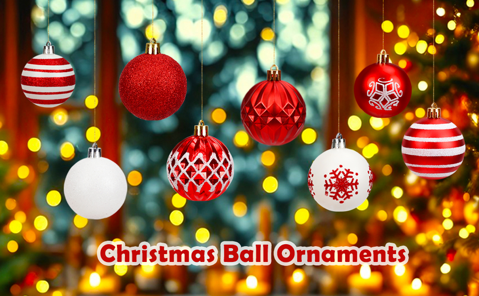 16 штучок новорічних кулі пластикові, 6 см, прикраси для ялинки, декор на Різдво, для дому, святкування, вечірки (червоний та білий)