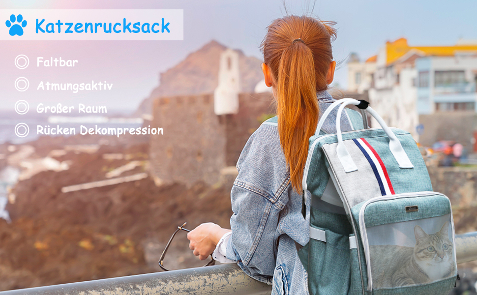 Рюкзак для котів та маленьких собак Galatée, дихаючий, для подорожей, походів, кемпінгу (світло-сірий)