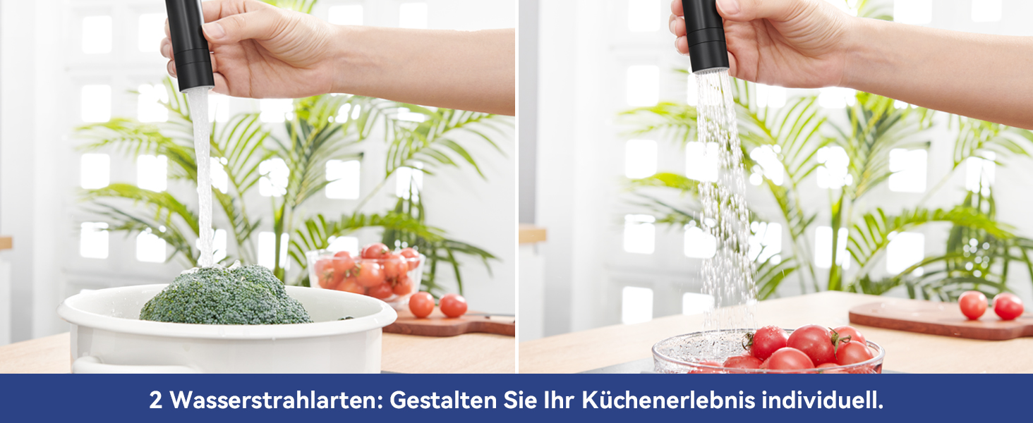 Змішувач для кухні гнучкий чорний, нержавіюча сталь, 2 режими струменя, 360° поворот, кухонний змішувач, преміум якість