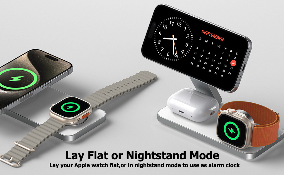 Бездротова зарядка Induktive з підтримкою MagSafe, 3-в-1 для iPhone 17/16/15/14/13/12, Apple Watch та AirPods, 20W, білий колір